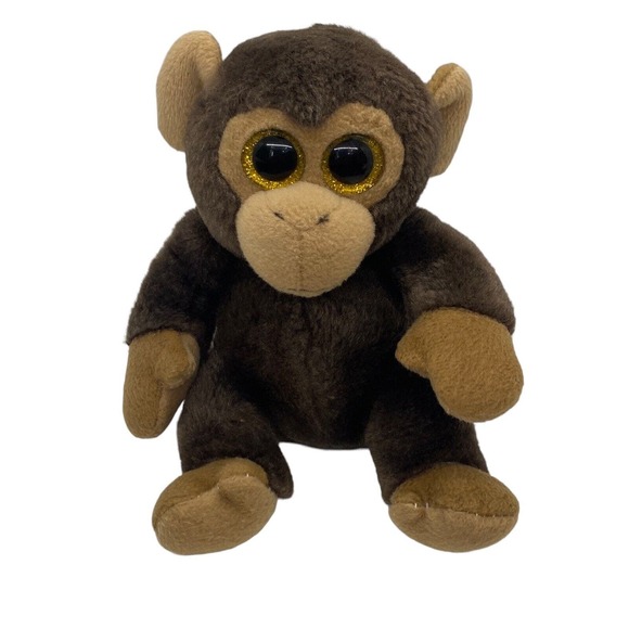 Ty Beanie Boos Bananas Plush 6” Monkey Chimp Stuffed Animal Glitter Eyes - Picture 1 of 10